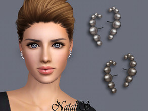 Sims 3 — NataliS TS3  Pearl Huggie Earrings by Natalis — NataliS TS3 Pearl Huggie Earrings. FT-FA-FE