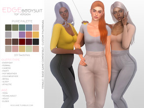 Sims 4 — Edge Bodysuit - Top Version by Kouukie — -20 swatches -Base game compatible -Custom thumbnail -3 versions
