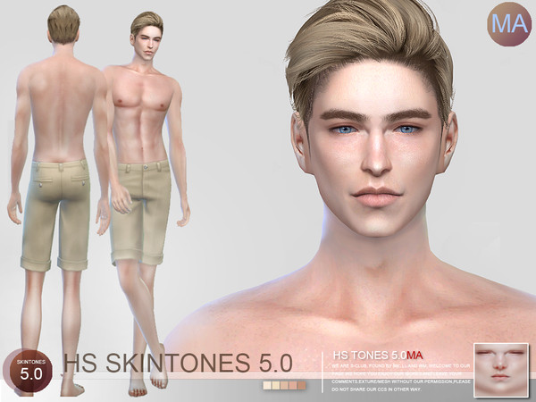 Sims 4 — S-Club WMLL ts4 HS5.0 skintones MA by S-Club — Skintones, A, 5 swatches, for male, hope you like, thank you.