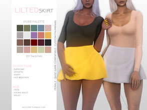 Sims 4 — Lilted Skirt by Kouukie — -20 swatches -Base game compatible -Custom thumbnail