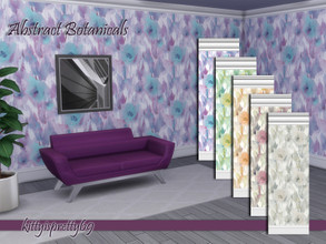 Sims 4 — Abstract Botanicals Wallpaper by kittyispretty69 — Abstract Botanical wallpaper with 5 color options and a white