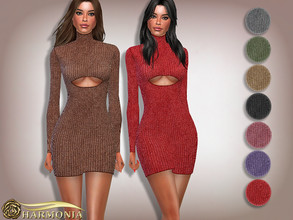 Sims 4 — Turtleneck Stretchy Knitted Dress by Harmonia — Mesh By Harmonia 10 color Please do not use my textures. Please