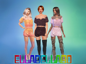 Sims 4 — Peach Skirt Top Set  - Get to Work and City Living by Ellabellab0 — This is a set of a Peach Off-Shoulder Top