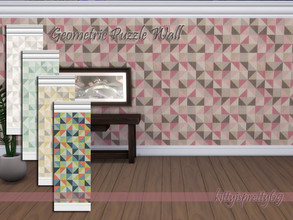 Sims 4 — Geometric Puzzle Wall by kittyispretty69 — Geometric Puzzle wall in five color options, each color with and