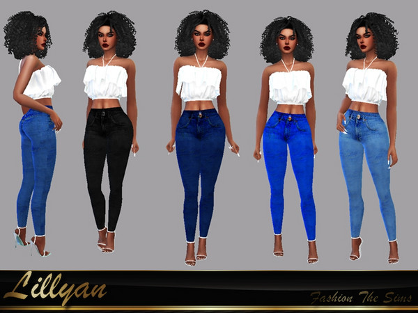 Sims 4 — Roberta Jeans by LYLLYAN — Jeans in 5 colors. Base game.