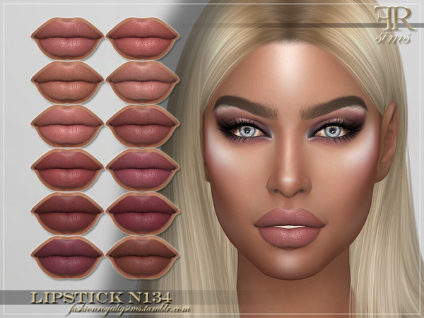 Sims 4 — Lipstick N134 by FashionRoyaltySims — Standalone Custom thumbnail 12 color options HQ texture Compatible with HQ