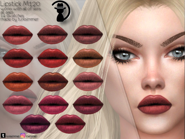 Sims 4 — Lipstick M120 by Daph's — 14 Swatches Works with all of skins Custom Thumbnail All ages For; Female