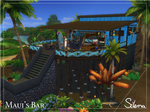 Sims 4 — Maui Bar by Silerna — This beautiful bar located at the foot of Sulani's Volcano is builded on Lavarocks So it