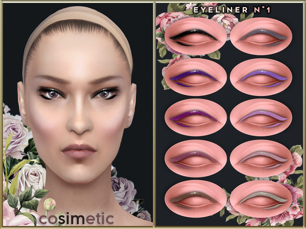 Sims 4 — Eyeliner N1 by cosimetic — '' Flowers bloom with no regret. '' - This eyeliner can use on all genders and from