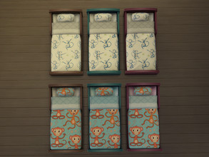 Sims 4 — Monkey Bed by Surrose — A bed with Money linen for a kids room