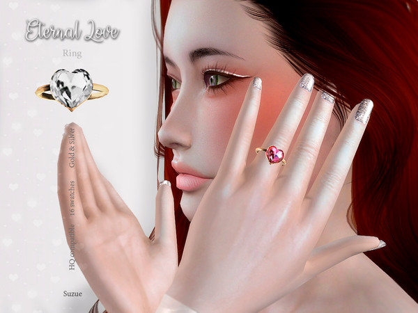 Sims 4 — Eternal Love Ring by Suzue — -New Mesh (Suzue) -16 Swatches -For Female (Teen to Elder) -HQ Compatible