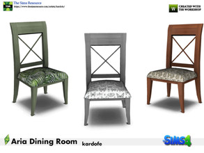 Sims 4 — kardofe_Aria Dining Room_DinigChair 2 by kardofe — Classic wooden chair with fabric upholstered seat, in three