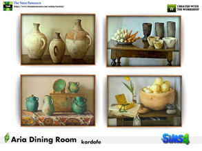 Sims 4 — kardofe_Aria Dining Room_Picture by kardofe — Large painting, four different still lifes, with wooden frame 