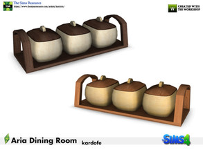 Sims 4 — kardofe_Aria Dining Room_Sauces by kardofe — Set of three sauce makers on a wooden stand, in two different