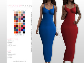 Sims 4 — Peachy Dress by Kouukie — -50 swatches -Custom thumbnail -Base game compatible