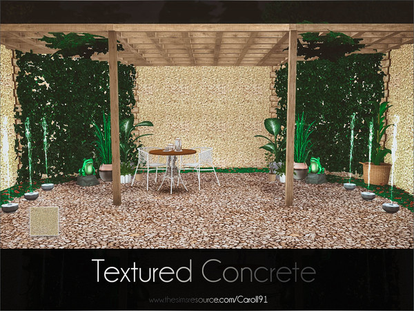 Sims 4 — Textured Concrete by Caroll912 — A single recolour textured, beige-toned concrete wall. Suitable to use outdoors