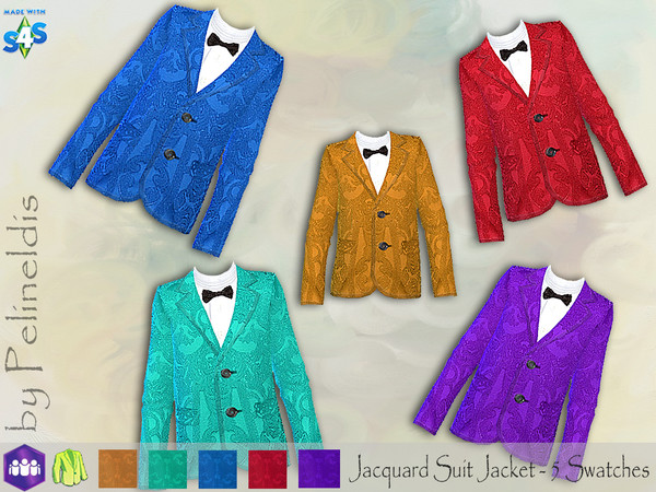 Sims 4 — Jacquard Suit Jacket - Get Togehther by Pelineldis — An elegant formal, single-breasted jaquard suit jacket for