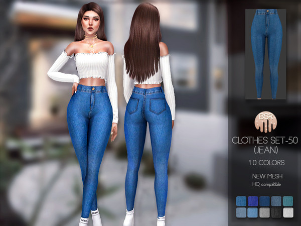 Sims 4 — Clothes SET-50 (JEAN) BD193 by busra-tr — 10 colors Adult-Elder-Teen-Young Adult For Female Custom thumbnail