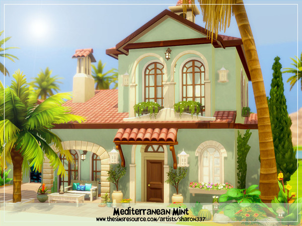 Sims 4 — Mediterranean Mint - Nocc by sharon337 — 30 x 20 lot. Value $154,959 3 Bedroom 3 Bathroom . This house contains