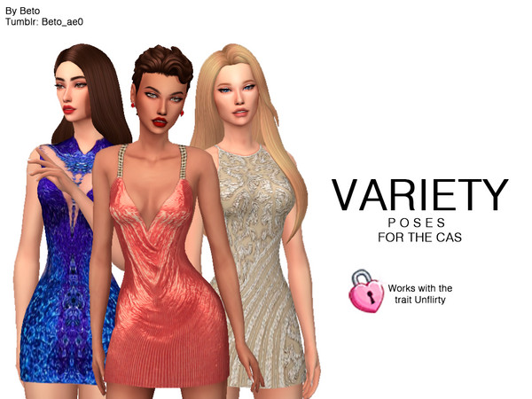 Sims 4 — Variety - Poses by Beto_ae0 — Some varied poses for the CAS, work with the trait Unflirty. - It contains 8 poses