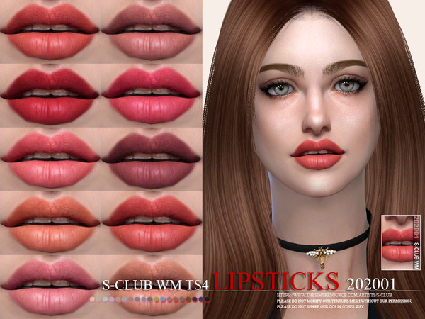 Sims 4 — S-Club WM ts4 Lipstick 202001 by S-Club — Lipsticks, 17 swatches, hope you like, thank you.