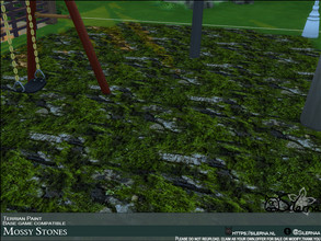 Sims 4 — Mossy Stones by Silerna — Mossy stoned terrian paint for if you don't want grass a only green terrian.