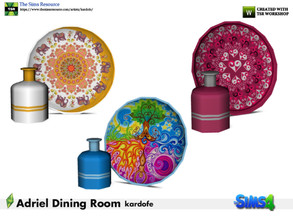Sims 4 — kardofe_Adriel Dining Room_Dish and bottle by kardofe — Decorative plate and bottle, in three different options 