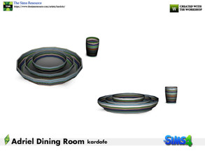Sims 4 — kardofe_Adriel Dining Room_Dishes by kardofe — Three plates and a small glass, decorative, in two different