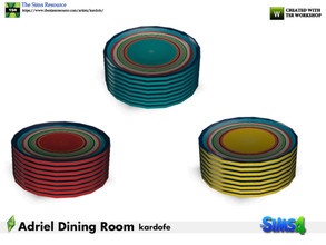 Sims 4 — kardofe_Adriel Dining Room_Dishes2 by kardofe — Group of stacked plates, stackable with each other, in three