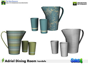 Sims 4 — kardofe_Adriel Dining Room_Pitcher by kardofe — Pitcher and two glasses, decorative, in three different options 