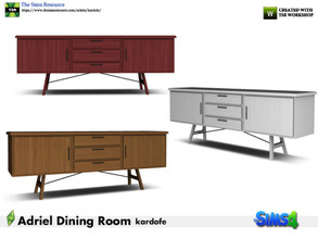 Sims 4 — kardofe_Adriel Dining Room_Sideboard by kardofe — Sideboard with two doors and three drawers, made of wood, in