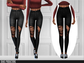 Sims 4 — ShakeProductions 385 - 3 by ShakeProductions — Ripped High Waisted Jeans 4 Colors - Black shades Credits: