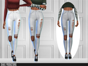 Sims 4 — ShakeProductions 385 - 4 by ShakeProductions — Ripped High Waisted Jeans 4 Colors - White shades Credits: