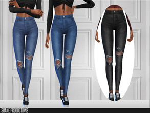 Sims 4 — ShakeProductions 385 - 1 by ShakeProductions — Ripped High Waisted Jeans 4 Colors Credits: www.obsidiandawn.com