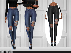 Sims 4 — ShakeProductions 385 - 2 by ShakeProductions — Ripped High Waisted Jeans 4 Colors Credits: www.obsidiandawn.com