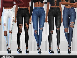 Sims 4 — ShakeProductions 385 - SET by ShakeProductions — This set contains 4 jeans. Credits: www.obsidiandawn.com