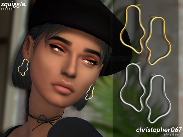 Sims 4 — Squiggle Earrings / Christopher067 by christopher0672 — A super cute set of metal rounded misshapen earrings. 8