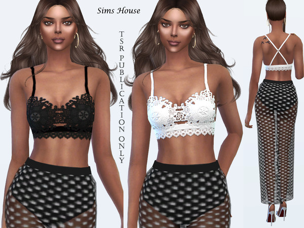 Sims 4 — Bralette Alina by Sims_House — Bralette Alina 2 colors: black and white.