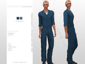 Sims 4 — Mechanic Jumpsuit by Kouukie — -2 swatches -Base game compatible -Custom thumbnail