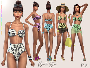Sims 4 — BeachStar by Paogae — Bikini with a slightly retro style with modern touches, bandeau top and high-waisted