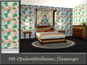 Sims 4 — MB-OpulentWallwear_Flamingo by matomibotaki — MB-OpulentWallwear_Flamingo, lovely wallpaper with flamingo and