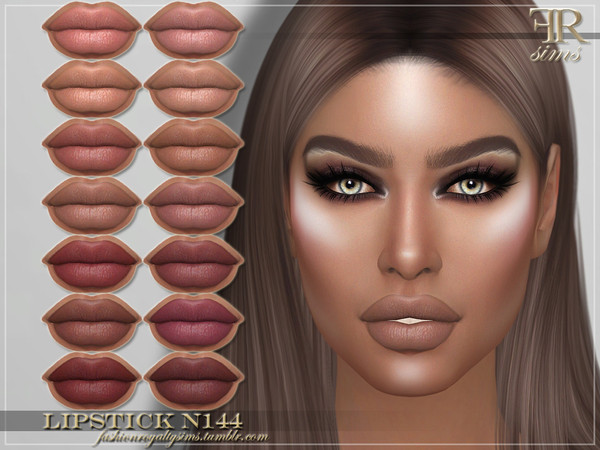 Sims 4 — Lipstick N144 by FashionRoyaltySims — Standalone Custom thumbnail 14 color options HQ texture Compatible with HQ