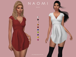 Sims 4 — NAOMI | dress by Plumbobs_n_Fries — New Mesh Short-Sleeve Short Dress Female | Teen - Elders Hot Weather Enabled