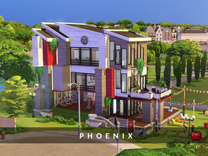 Sims 4 — Phoenix dormitory - no cc by melapples — this dormitory has 4 bedrooms and 8 beds exclusive for Foxbury
