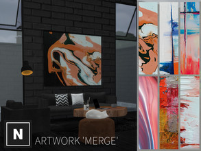Sims 4 — netsims - merge - artwork - requires city living by networksims — A square, frameless canvas print of abstract