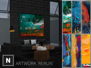Sims 4 — netsims - rerun - artwork - requires city living by networksims — A square, frameless canvas print of abstract
