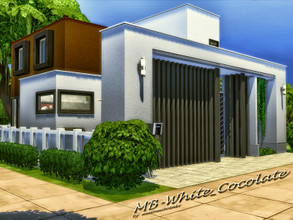 Sims 4 — MB-White_Cocolate by matomibotaki — Modern cube-style house with lot of space on a small 20x15 built ground.