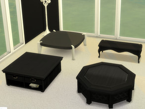Sims 4 — Black and White Coffee Table Collection by BlackCat27 — A selection of coffee tables for your Sim's living room,
