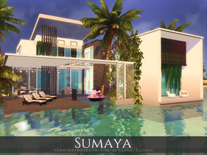 Sims 4 — Sumaya by Rirann — Sumaya is a contemporary house for a middle sim family. Fully furnished and decorated.