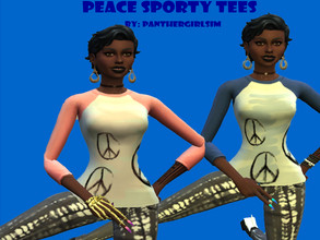 Sims 4 — Peace Sporty Tees by PantherGirlSim — Designer Lady Sports Tee with Peace Symbols Inspired by Moschino 2019